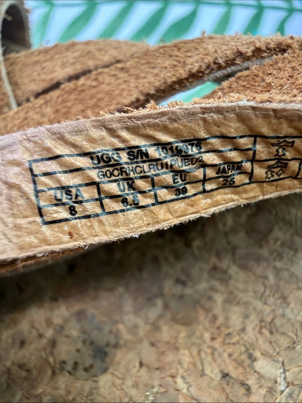 UGG cork wedge leather criss cross sandals sz 8 brown